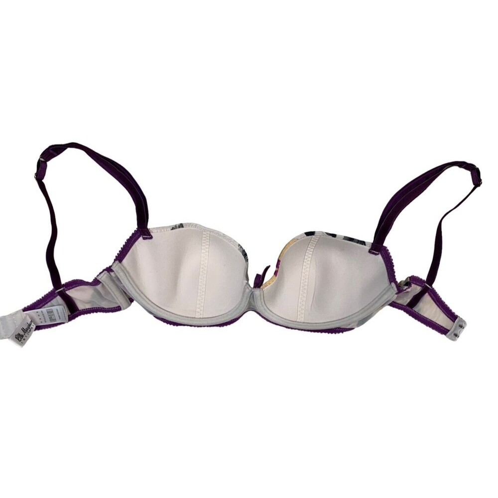Elle MacPherson size 34D Purple/Yellow/Ivory Floral Underwire Balconette Bra - Picture 7 of 7